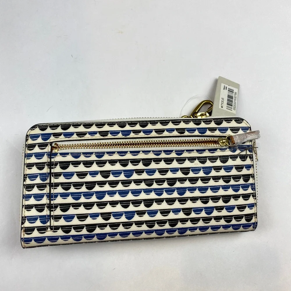 Fossil Emma Satchel Handbag Purse With Matching NWT Wallet, Blue Black Print